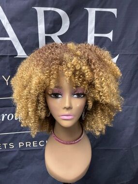 Curly Ombre Blonde Afro Wig - Women Hair